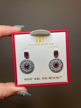 Bomb Party July B-DAY 2026 "The Elizabeth Earrings" Ruby on Hematite $168 MSRP
